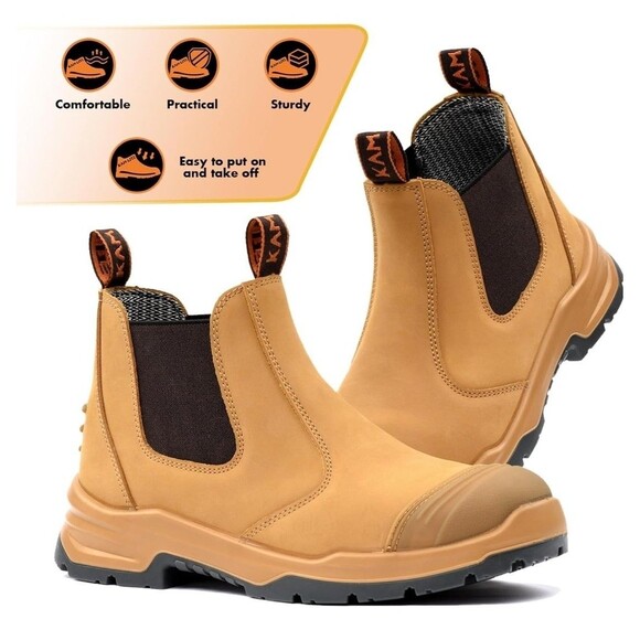 Mens 6.5 KAM-LITE Chelsea safety Slip On, Steel Toe Waterproof Safety Boots/shoe - Picture 2 of 16